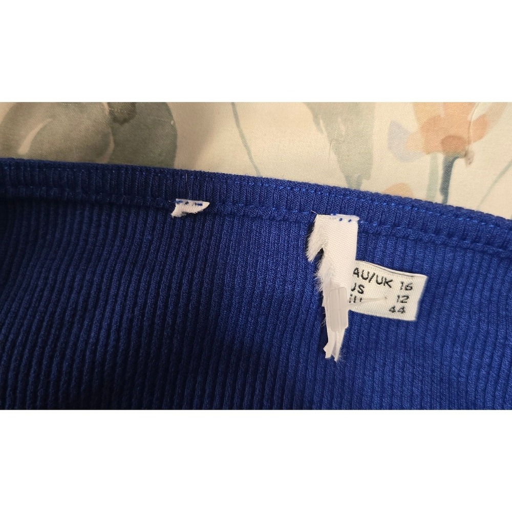 Princess Polly Women 12 Bodycon Dress Blue Ruched Square Neck Long Sleeve Mini - Picture 7 of 7